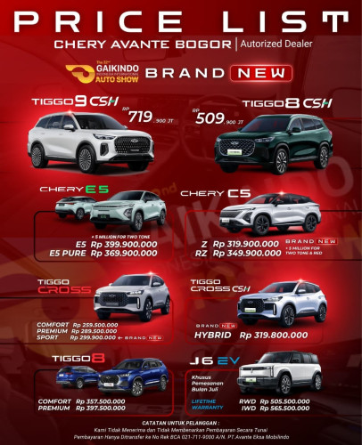 Pricelist Harga Chery sumedangselatan 2025